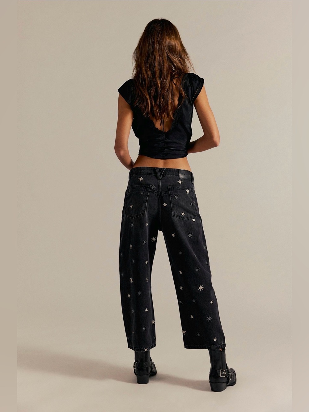 FP We the Free Deep Trance Shine Embroidered Dropped Boyfriend Jeans -NWT - Picture 4 of 11